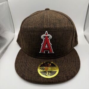New‎ Era 59FIFTY Los Angeles Angels Split Panel Brown Fitted Hat Size 7 3/4